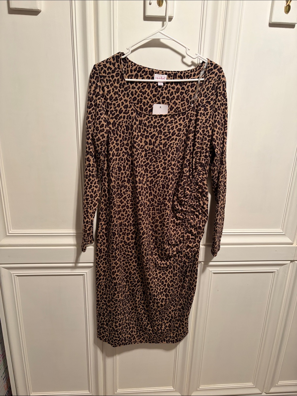 Ingrid & Isabel Leopard Print Long Sleeve Dress in Brown and Black